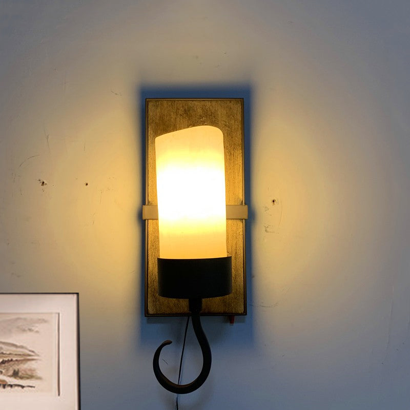 1 Kopfwandbeleuchtung mit Zylinderschatten weißer Glas Bauernhaus Flur