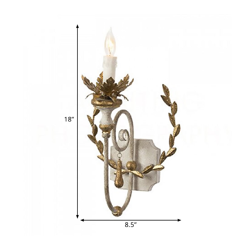 Éclairage mural en or métallique Candelabra Candelabra 1 tête de ferme lampe murale avec décoration de vigne