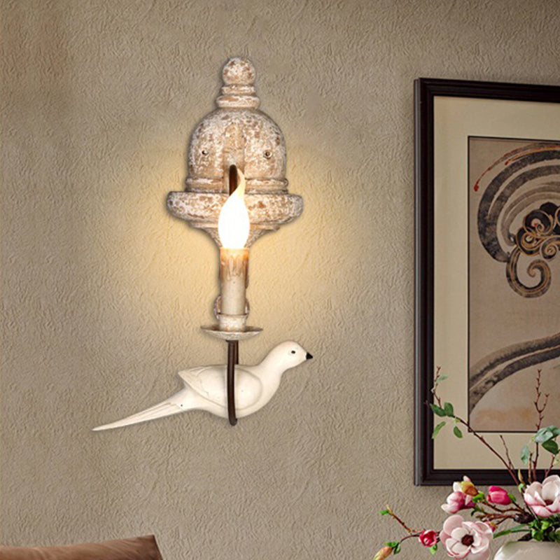 Candelabra indoor wandbevestiging verlichting platteland 1/2-licht bruine wandlamp armatuur met vogel deco