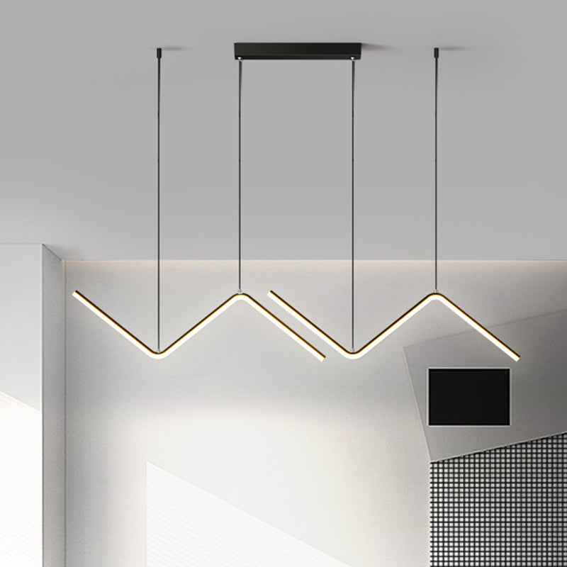 Thin-Line Metal Multi-Pendant Modernist Black/Gold LED Ceiling Suspension Light in Warm/White Light