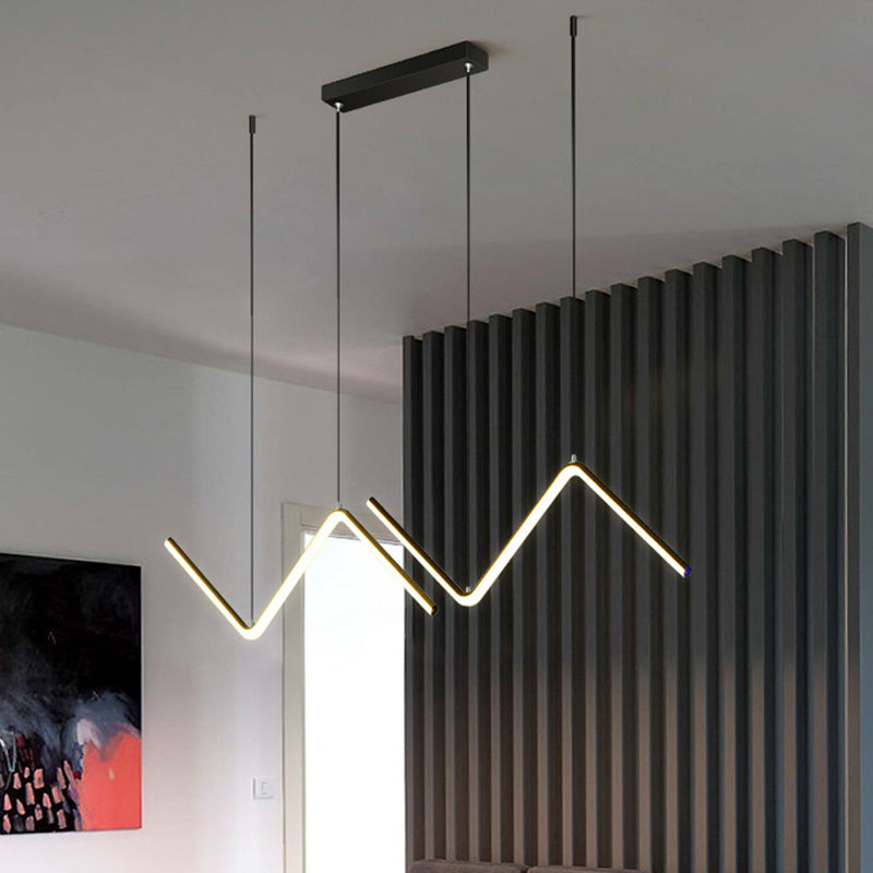 Thin-Line Metal Multi-Pendant Modernist Black/Gold LED Ceiling Suspension Light in Warm/White Light