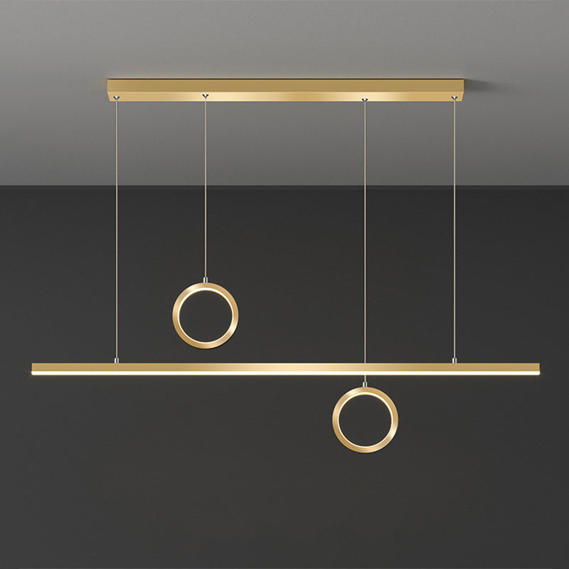 Metall linear mehrfach hängende leichte LED -minimale Kronleuchterlampe in Schwarz/Gold, warm/weißes Licht