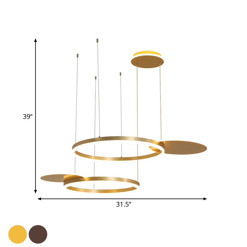 Metallische kreisförmige Multi -Lampen -Anhänger moderne Gold-/Kaffee -LED -Decke Hänge -Fixierung in warmem/weißem Licht
