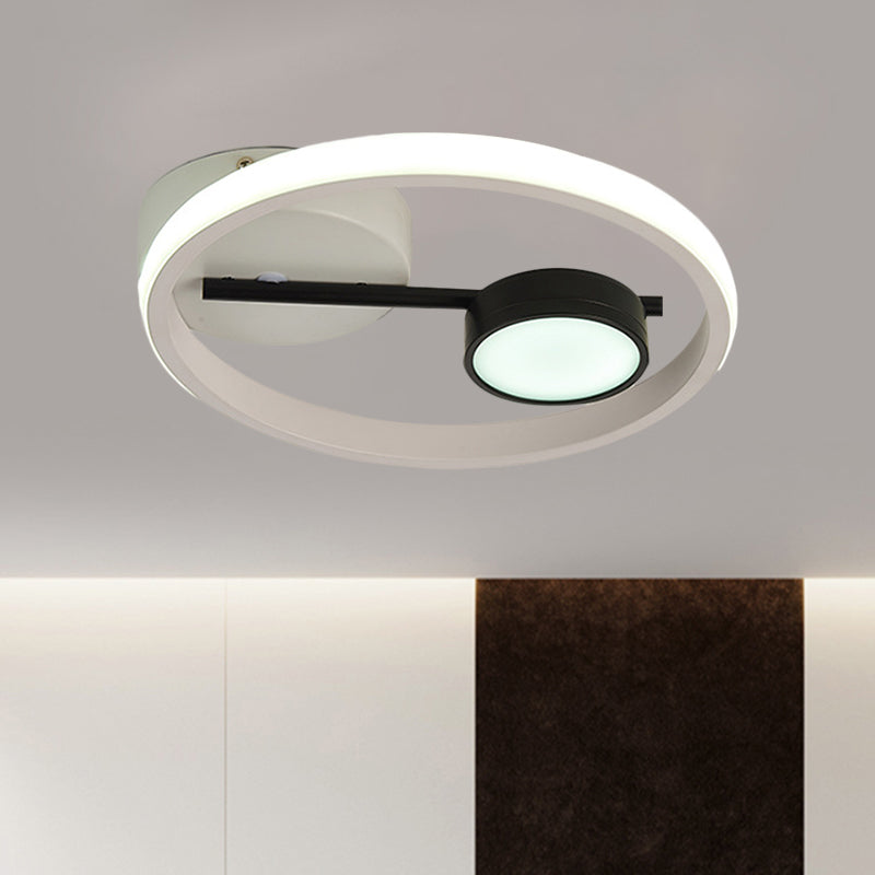 Round Ceiling Mounted Contemporary Metal Black and White/Black and Gold LED Flush Light, Warm/White Light