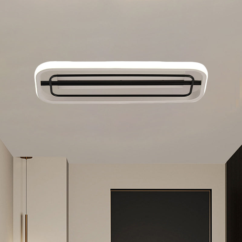 Rectangle Flush Mounted Modern Metallic Black and White/Black and Gold LED Ceiling Light in Warm/White Light, 16"/23.5" L