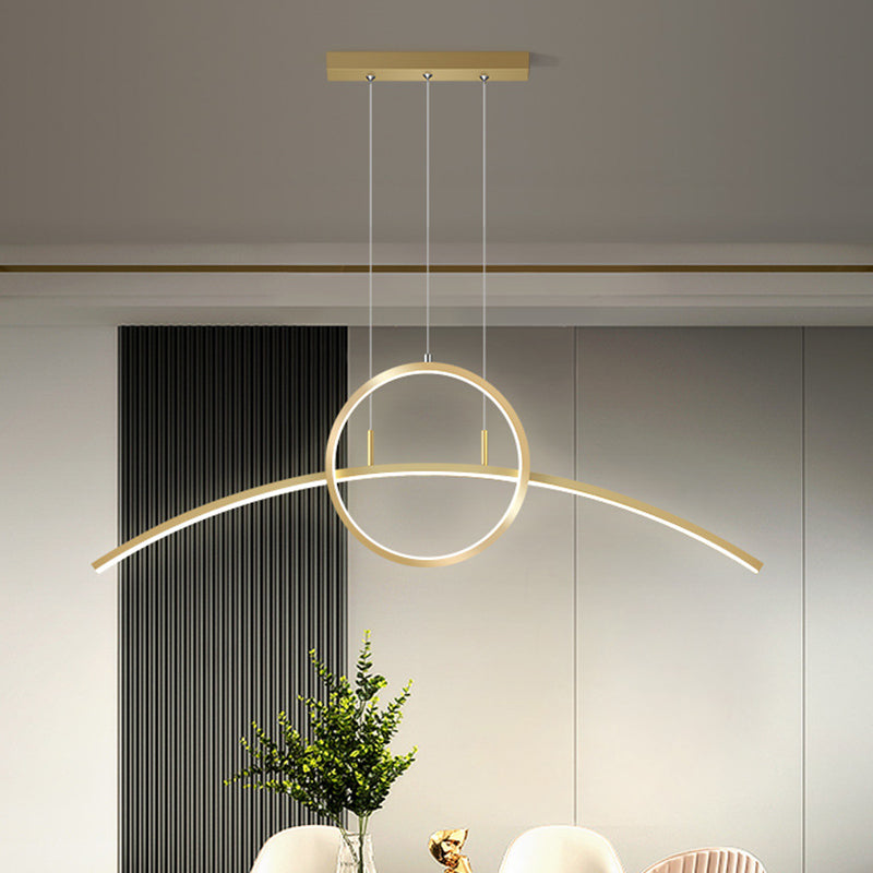 Semplice lampada lampada a riga sottile tavolo da pranzo in metallo tavolo a led lampada appesa in nero/oro, luce calda/bianca