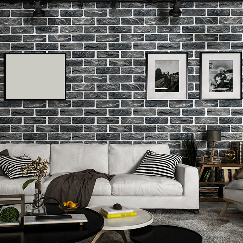 Color-Block Brick Wallpaper Industrial Stain Resistant Dining Room Wall Covering, 33' x 20.5"