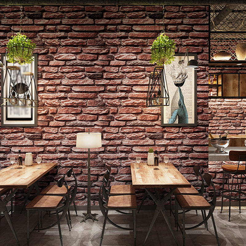 Dark Color Industrial Wallpaper Roll 57.1-sq ft Faux Brick Effect Wall Decor for Restaurant