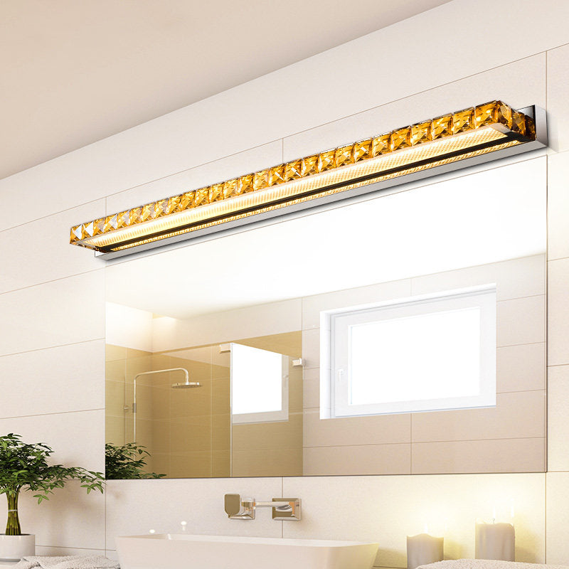 Linear Vanity Wall Light Contemporary Crystal 1 Light Gold Wall Sconce in Warm/White Light for Bathroom, 16"/22"/24.5" Wide