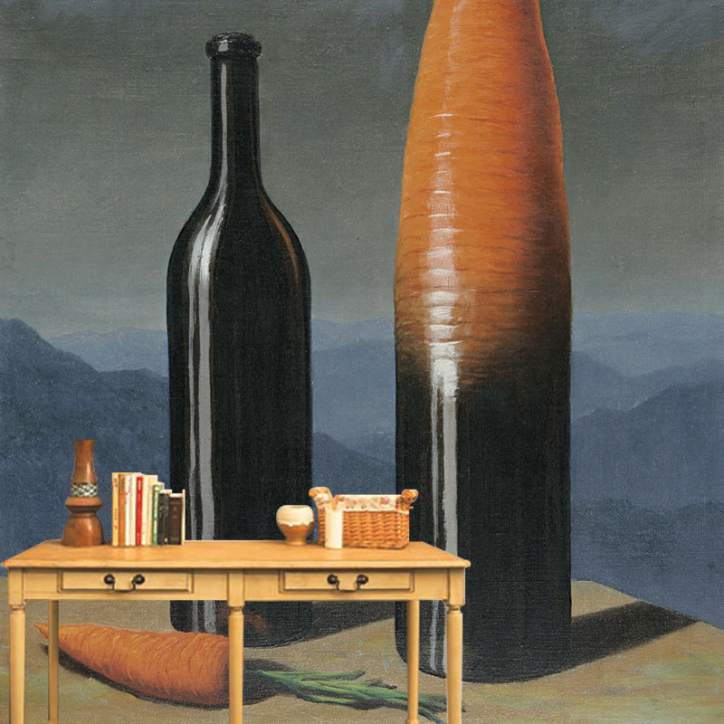 Rene the Explanation Wall Mural in Orange-Black Surrealism Wall Art for Living Room
