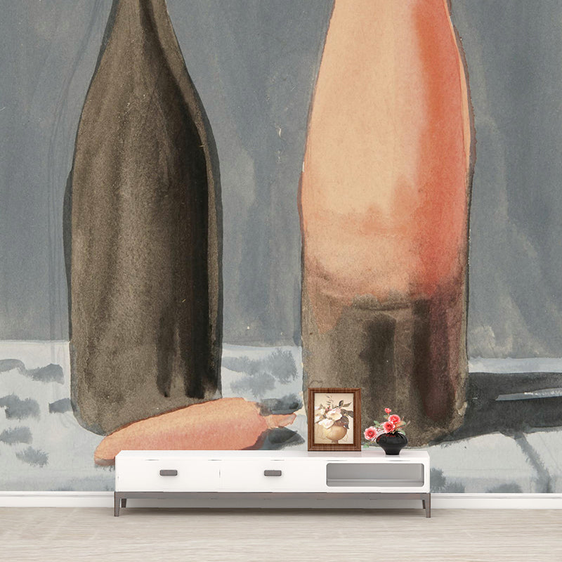 Whole the Explanation Drawing Murals Surreal Inspiring Still Life Wall Decor in Orange-Grey