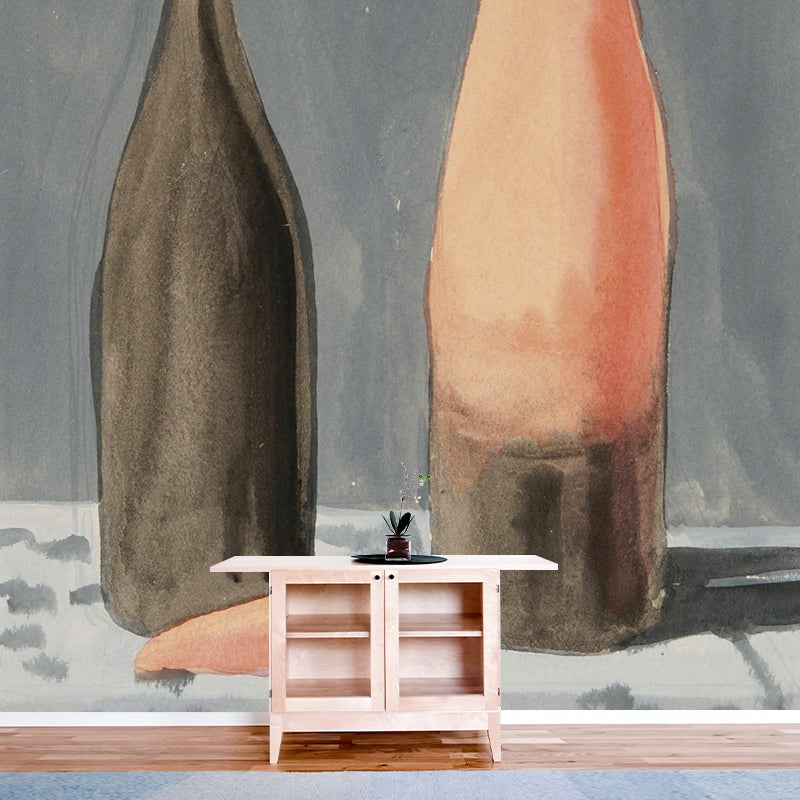 Whole the Explanation Drawing Murals Surreal Inspiring Still Life Wall Decor in Orange-Grey