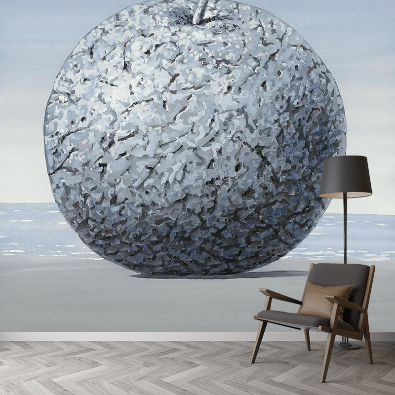 Giant Apple Wall Covering Murals for Living Room, Grey-Blue, Personalized Size Available