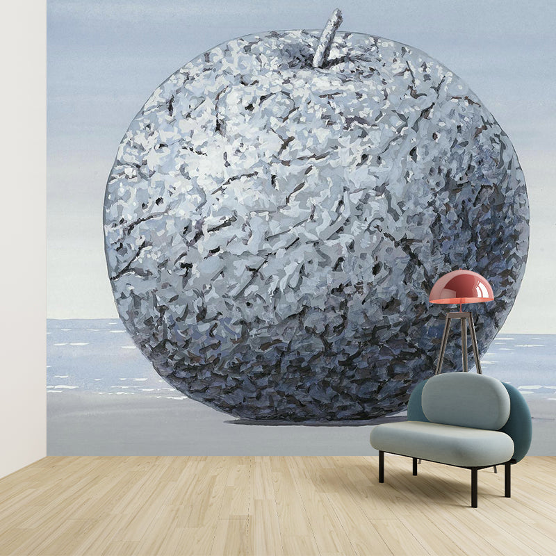 Giant Apple Wall Covering Murals for Living Room, Grey-Blue, Personalized Size Available