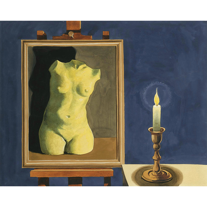 Surrealist Nude Painting Wallpaper Mural for Accent Wall Customized Wall Covering in Yellow-Blue
