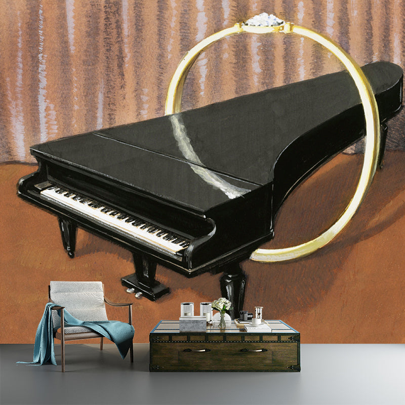 Waterproof Ring Piano Wall Murals Surrealistic Non-Woven Cloth Wall Art, Custom Size Available