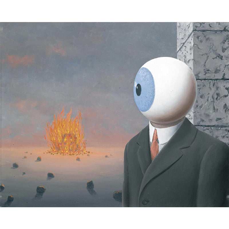 Surreal Eyeball Man Wall Mural for Bedroom Custom Size Wall Decoration in Black-Grey