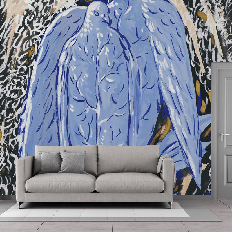Surrealism Style Companion Mural Decal Grey-Purple Living Room Wall Decor, Custom Size