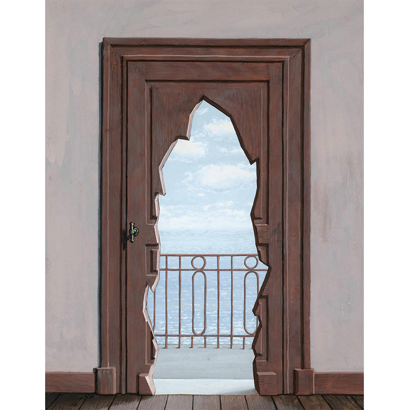Balcony Door to Sea Mural Decal Surrealist Water Resistant Lobby Wall Art, Custom Print