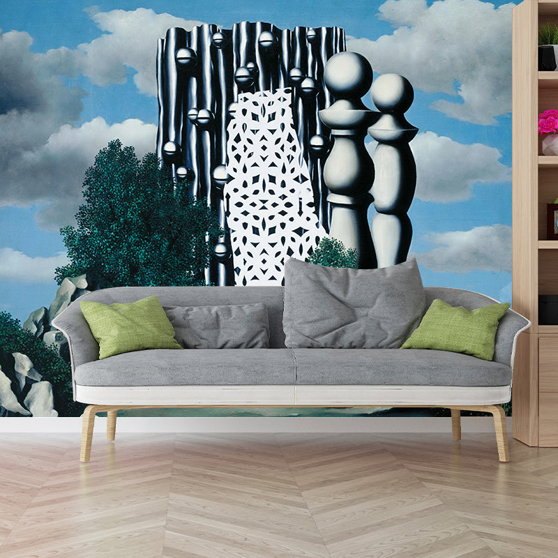 Surrealism Construction Wallpaper Murals in Grey-Blue Moisture Resistant Wall Art for Home