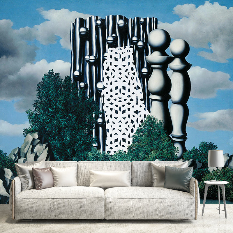Surrealism Construction Wallpaper Murals in Grey-Blue Moisture Resistant Wall Art for Home