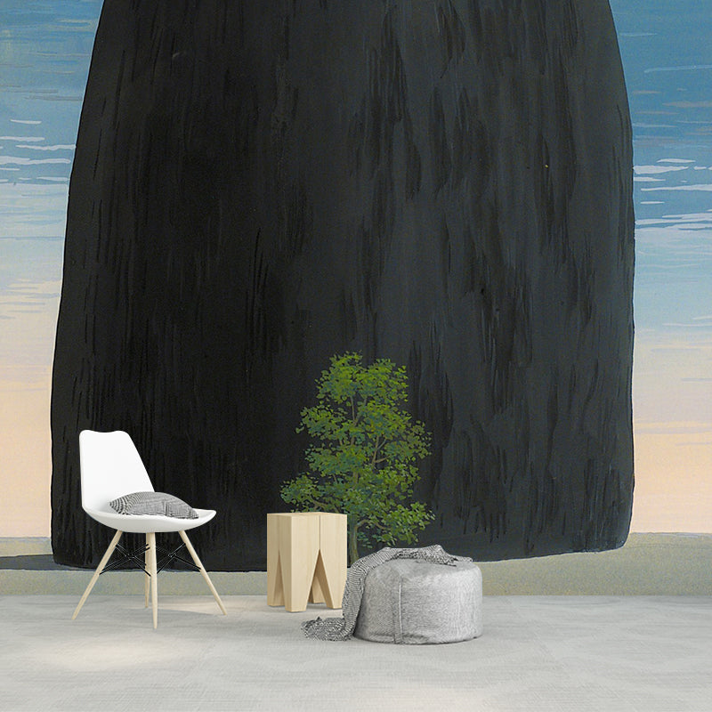 Surrealistic Seashore Stone Wall Murals for Hallway Personalized Wall Covering in Grey-Blue