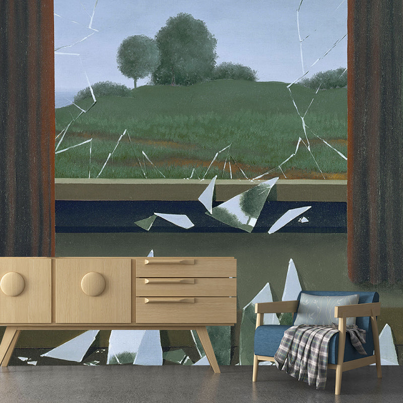 Surrealism Artwork Wall Paper Murals Blue-Green the Key to the Fields Painting Wall Decor