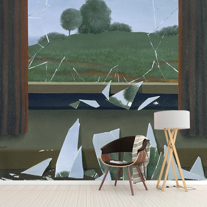 Surrealism Artwork Wall Paper Murals Blue-Green the Key to the Fields Painting Wall Decor