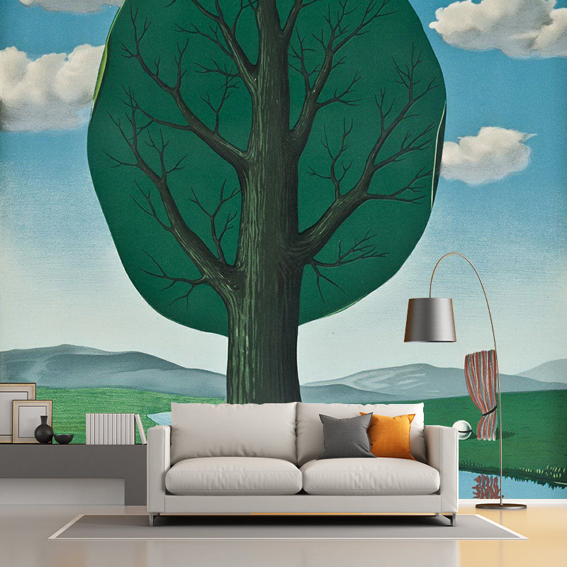 Rene Magritte the Giant Murals Wallpaper Blue-Green Bedroom Wall Art, Made to Measure