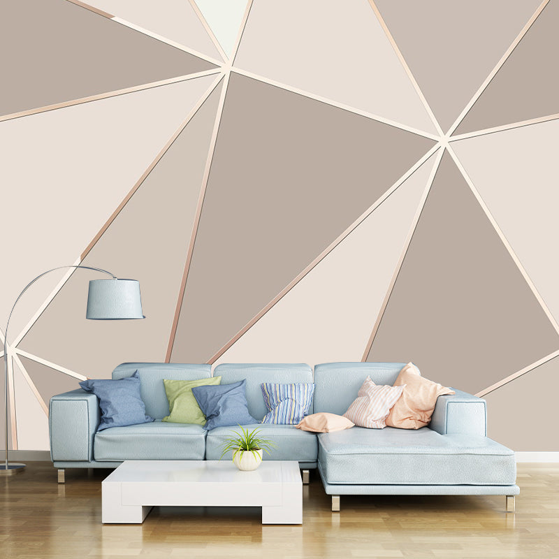 3D Look Triangle Mural Decal Modern Style Non-Woven Material Wall Decor in Grey-Pink