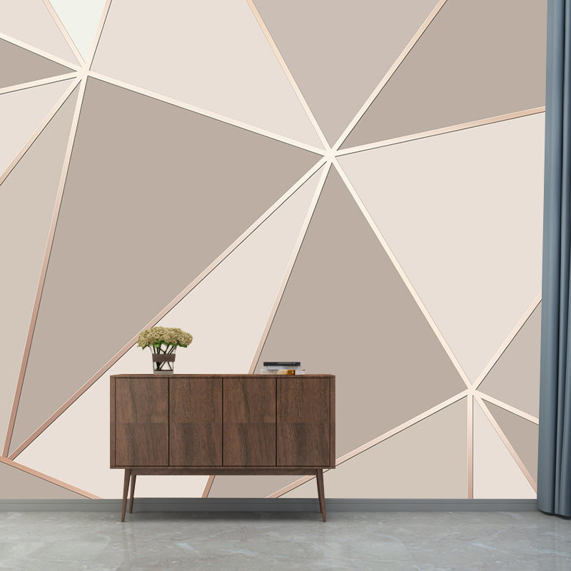 3D Look Triangle Mural Decal Modern Style Non-Woven Material Wall Decor in Grey-Pink