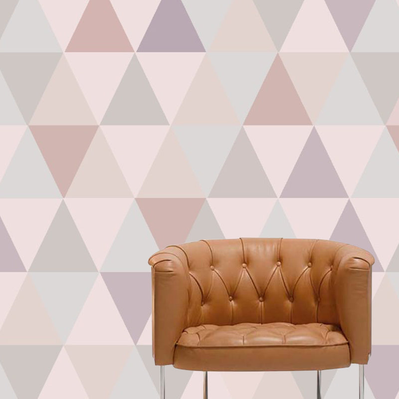 Modern Triangle Patchwork Murals Grey-Pink Waterproofing Wall Decor for Living Room