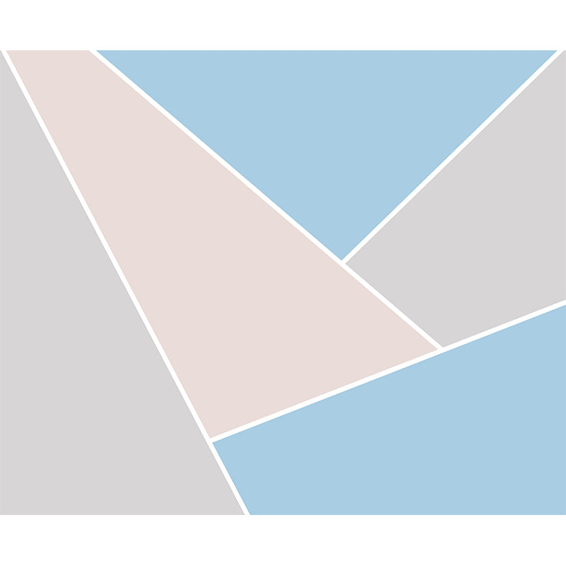 Pink-Blue Geometric Wall Mural Decal Washable Modernist Living Room Wall Covering