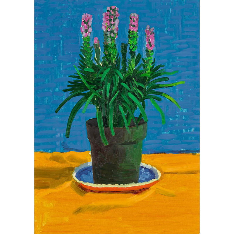 Art Hockney Plant Painting Mural for Bedroom Personalized Size Wall Decor in Orange-Blue