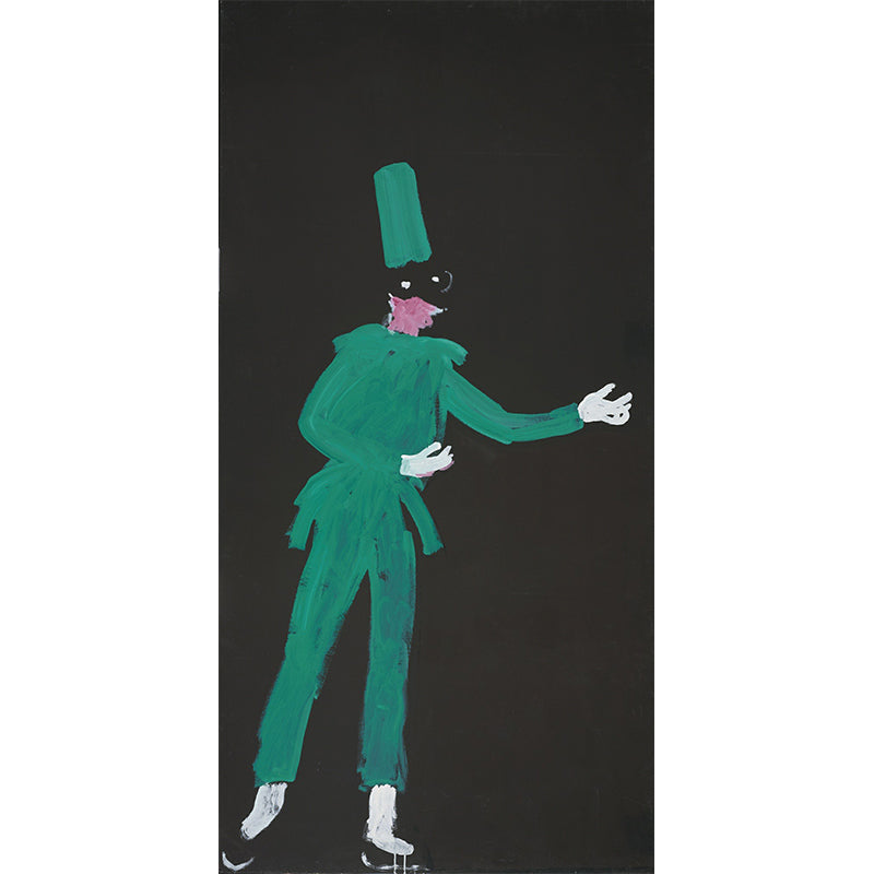 Artistic Circus Actor Mural Wallpaper Black-Green Figure Painting Wall Decoration
