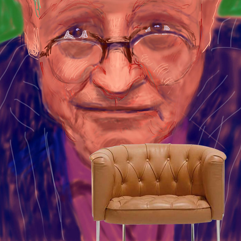 Art Portrait Old Man Murals Orange-Green Stain Proof Wall Decoration for Bedroom