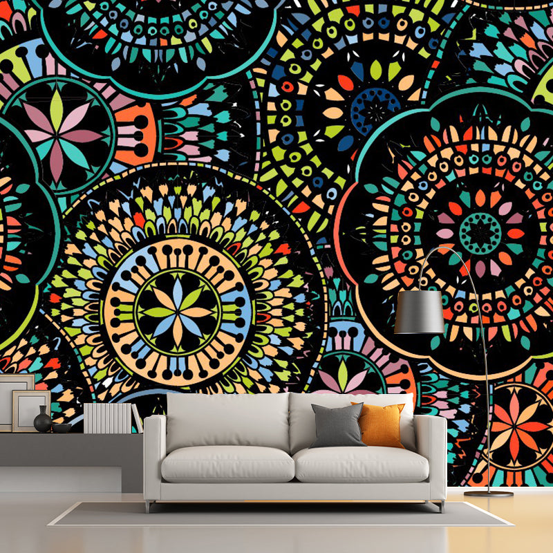 Ethnic Mandala Pattern Mural Wallpaper for Bedroom Abstract Wall Decor, Custom Print