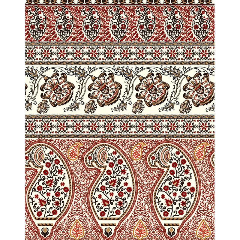 Red Brown Floral Printed Murals Wallpaper Waterproofing Wall Decor for Living Room