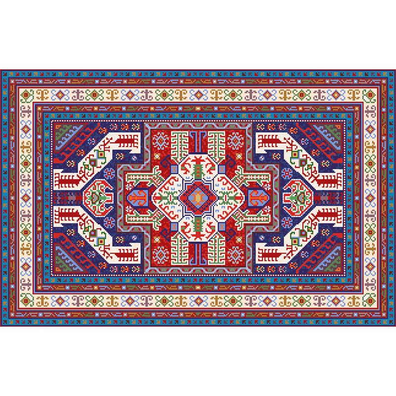 Symmetry Abstract Pattern Mural Decal Bohemian Non-Woven Wall Covering in Red-Blue