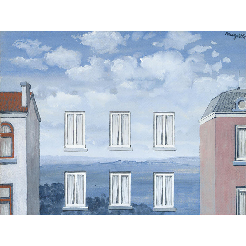 Surrealist LEtat De Veille Murals for Living Room Custom Wall Decoration in Blue-White