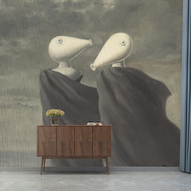 Brown Le Colloque Sentimental Murals Artwork Surreal Washable Wall Covering for Living Room