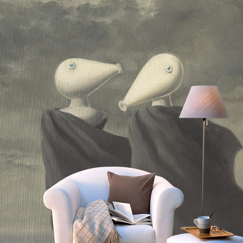 Brown Le Colloque Sentimental Murals Artwork Surreal Washable Wall Covering for Living Room