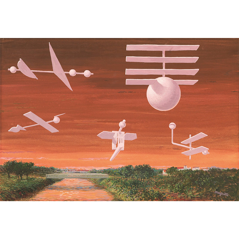 Orange-Green Flying Object Murals Moisture Resistant Surreal Bedroom Wall Decoration