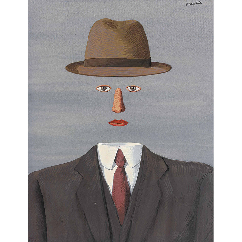 Surrealist Man without Face Murals for Home Gallery Personalized Wall Art in Black-Grey