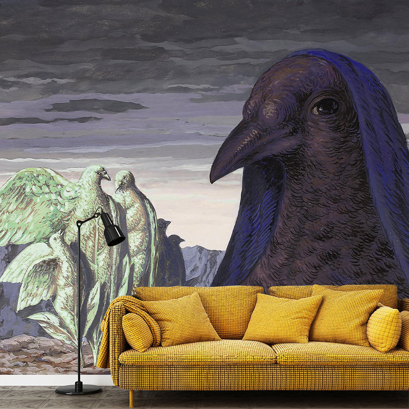 Big Pigeon The Messenger Murals Purple-Green Non-Woven Wall Covering, Washable, Custom Print