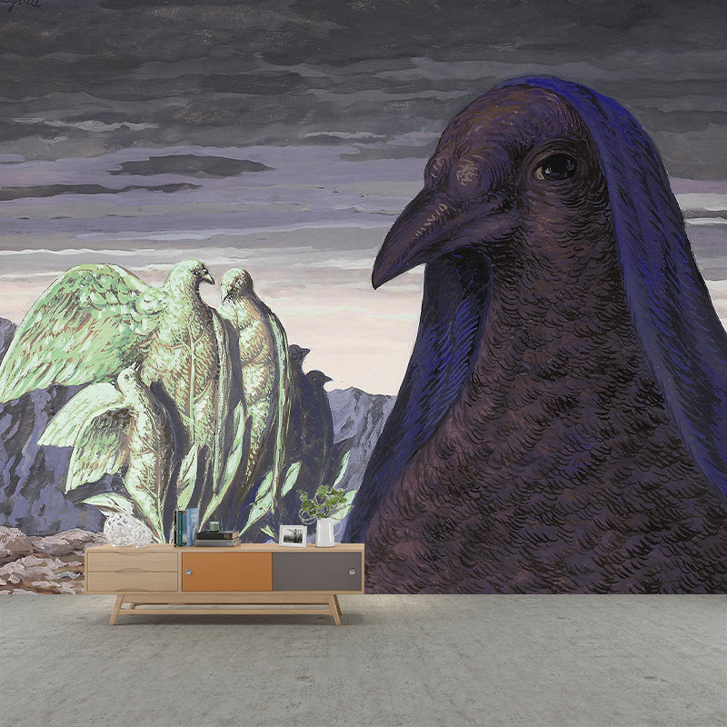 Big Pigeon The Messenger Murals Purple-Green Non-Woven Wall Covering, Washable, Custom Print