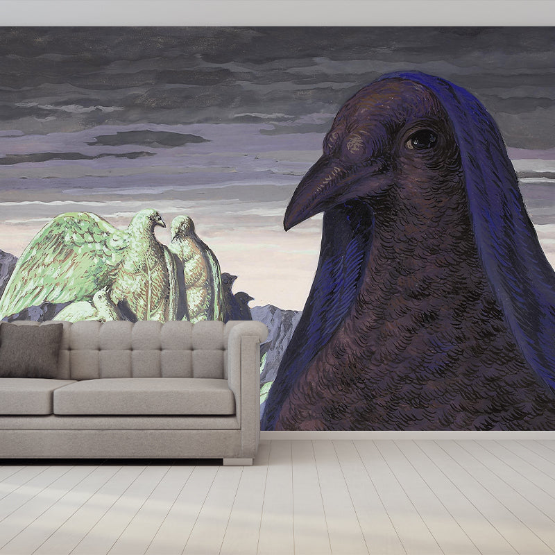 Big Pigeon The Messenger Murals Purple-Green Non-Woven Wall Covering, Washable, Custom Print