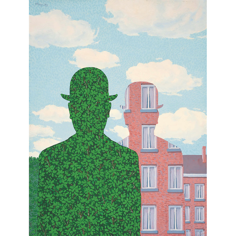 Surrealism Artwork Man Shape Mural Decal Pink-Green Moisture Resistant Wall Covering for Corridor
