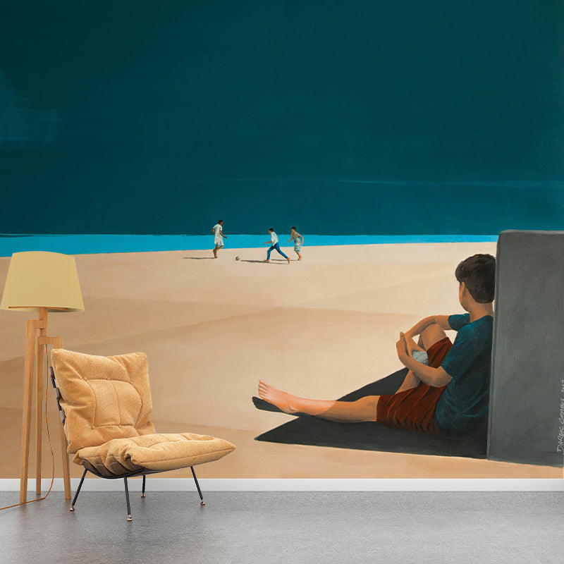 Waterproof the Players Painting Mural Art Deco Non-Woven Wall Covering, Custom Made