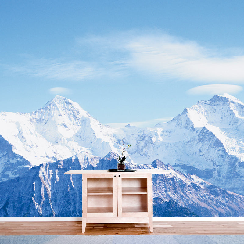 Photography Snowy Mountain Mural Decal Whole Wall Covering for Living Room, Custom-Print